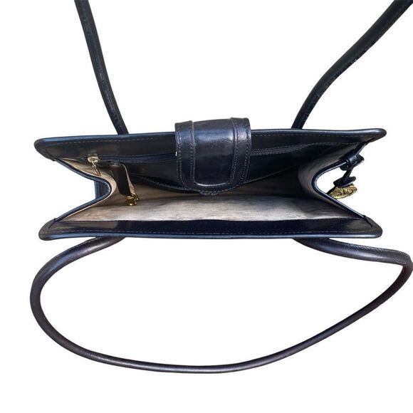 Vintage Brahmin Smooth Black Leather Shoulder Tote Satchel Shoulder Bag - Picture 6 of 11